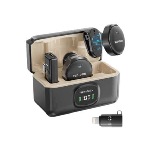 Microphone sans fil double avec boîtier de charge VEN-DENS VD-MIC025